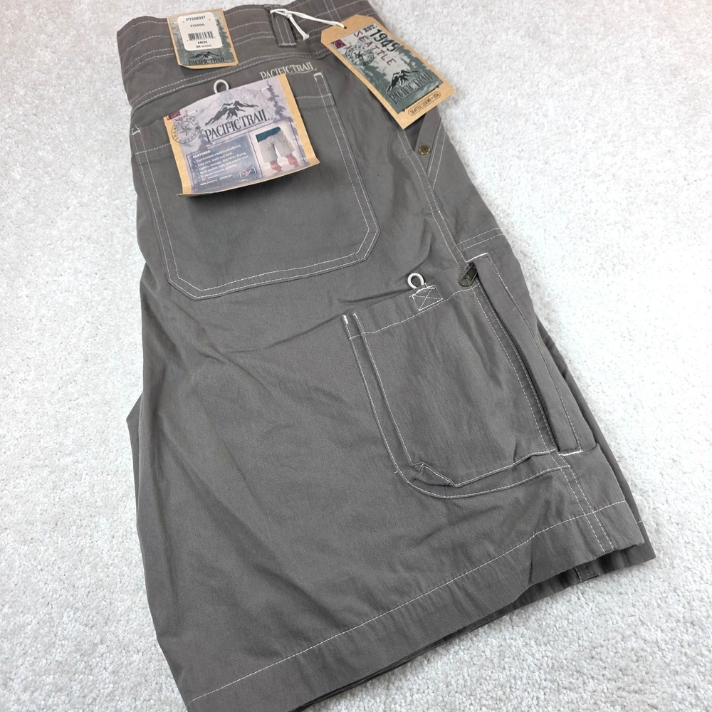 Pacific‎ Trail Shorts Mens 36 Fossil Gray Hiking Cargo Quick Dry UPF-30 NWT